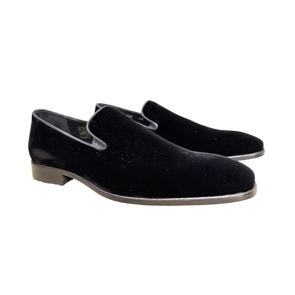 Saks Fifth Avenue COLLECTION Men's Size 9.5 Black Velvet Loafers Almond Toe NEW